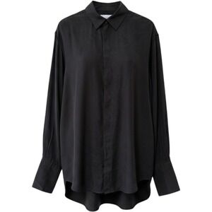 NWT Self Contrast Womens Rumi Cut Out Back Yolk Shirt Black Size S